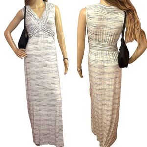 Max Studio Braided V-Neck Striped Maxi Dress